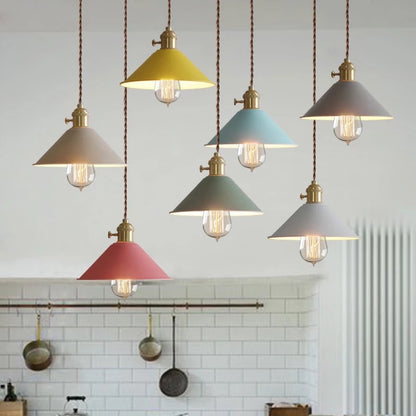 Nordic Macaron Copper Fish Pendant Light / Khaki / Edison bulb