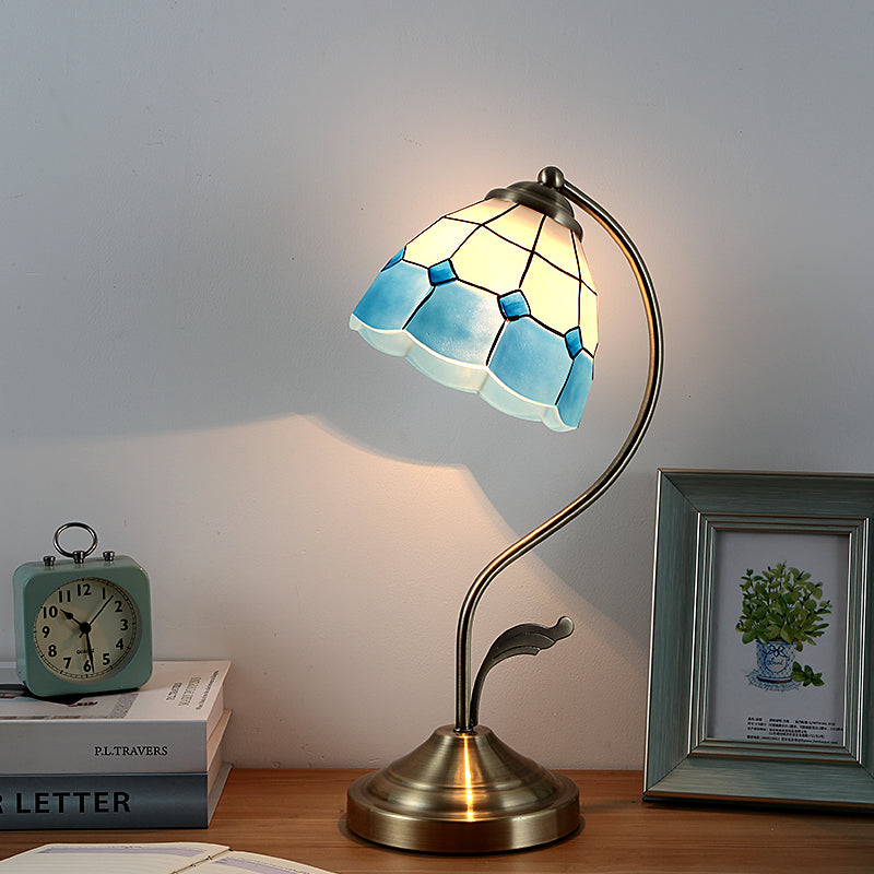 Nordic Wood and Glass Tricolour Bedside Table Lamp / White lampshade with 6W tricol / Push button switch / 220V US