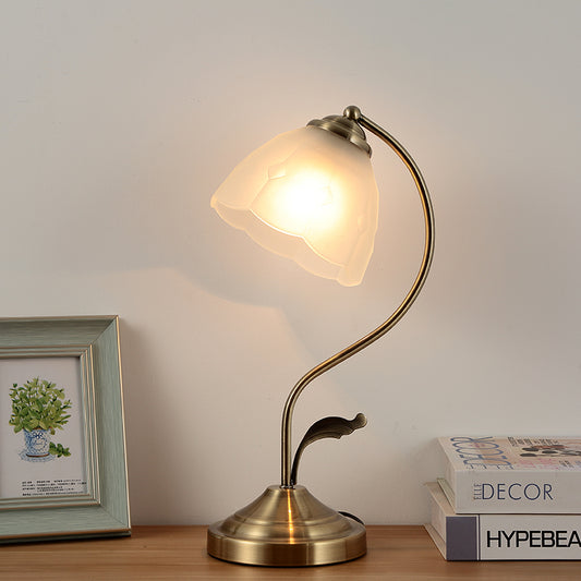 Nordic Wood and Glass Tricolour Bedside Table Lamp / Blue lampshade with 6W tricolo / Push button switch / 220V US