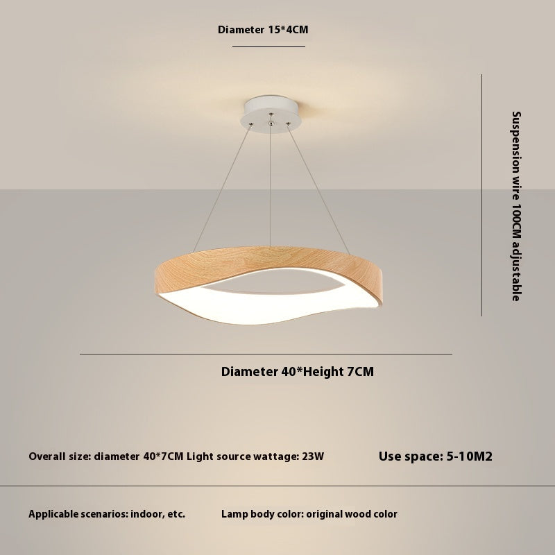 Nordic Wood Grain 40cm Pendant Light / Matt White / White light