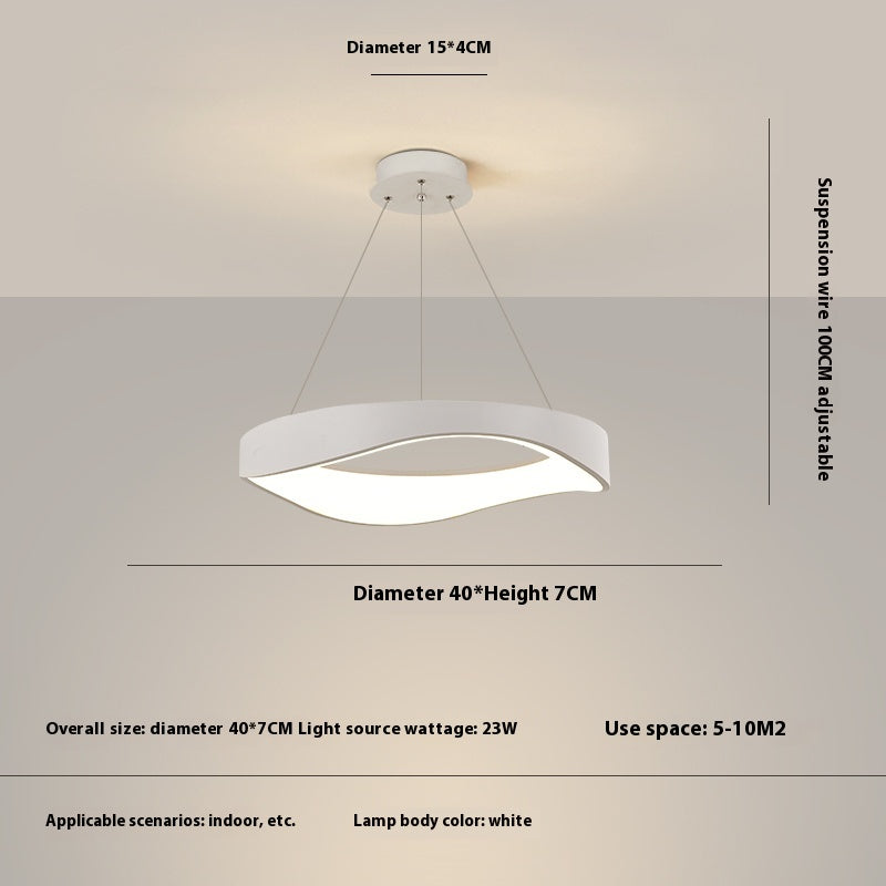 Nordic Wood Grain 40cm Pendant Light / Matt White / Tri colored light