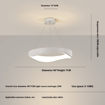 Nordic Wood Grain 40cm Pendant Light / Matt White / Tri colored light