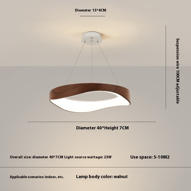 Nordic Wood Grain 40cm Pendant Light / Matt White / Warm light