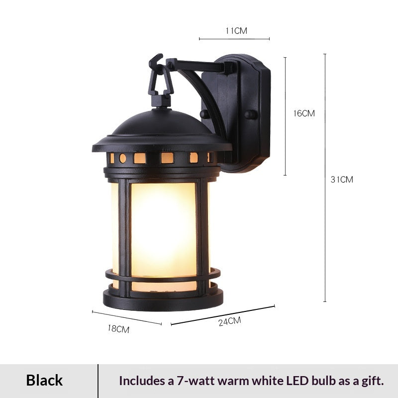Retro Black Outdoor Glass Wall Light