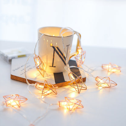 Rose Gold Star LED String Lights / Rose Gold / 1.5m 10leds