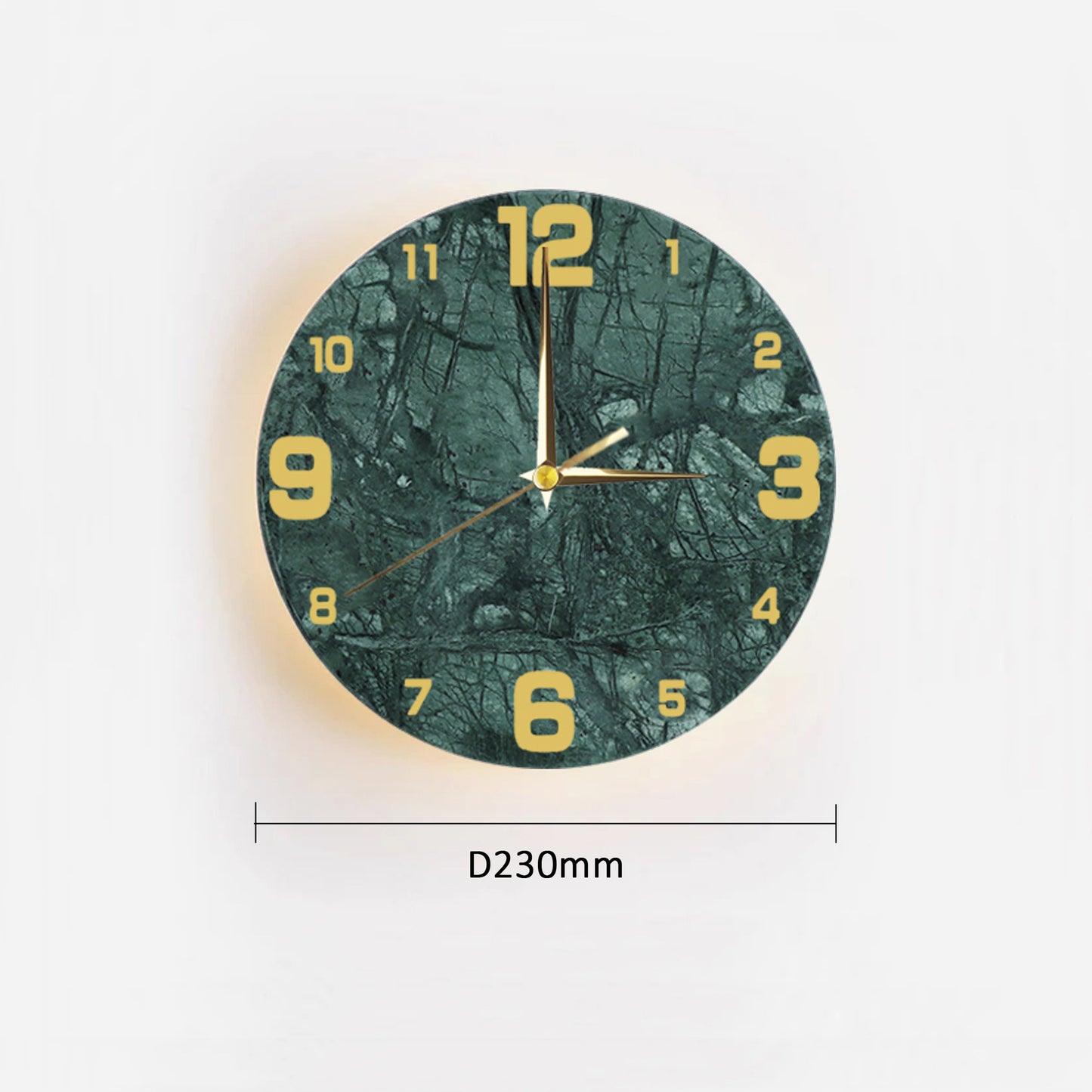 Round Yellow Travertine LED Clock Wall Lamp