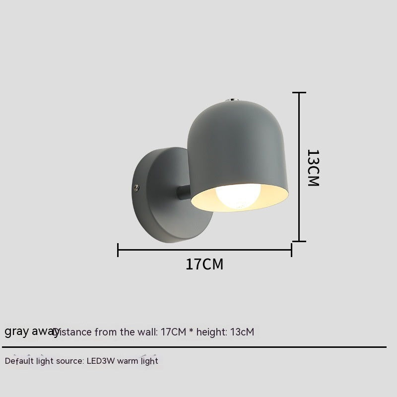 Simple Modern Macaron Bedside Wall Lamp / Gray
