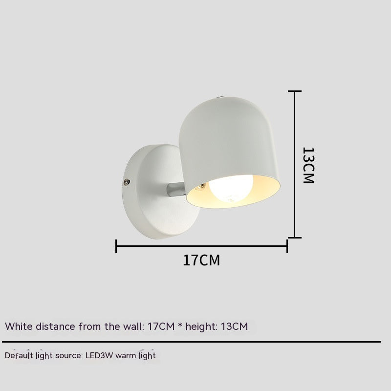Simple Modern Macaron Bedside Wall Lamp / White