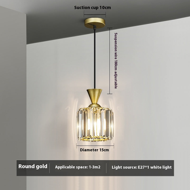 Small Crystal Single Pendant Bedside Light