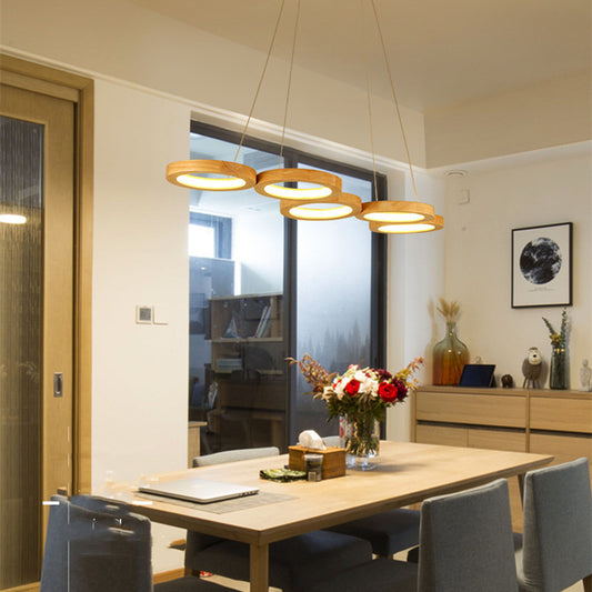 Solid Wood Linear Dining Pendant Light / Warm light / 4heads