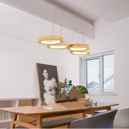 Solid Wood Linear Dining Pendant Light / Bicolor / 4heads