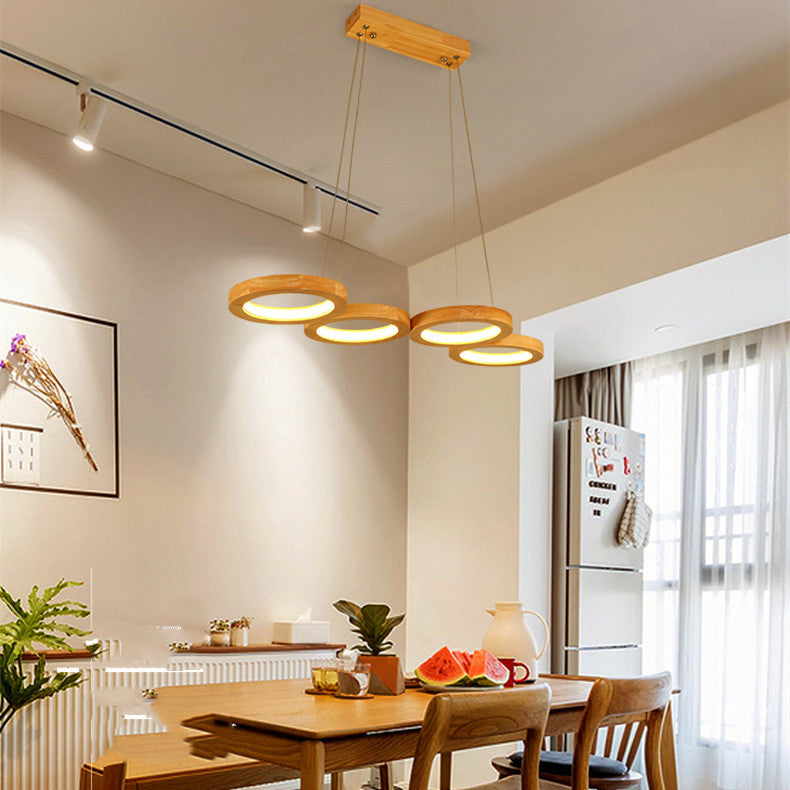 Solid Wood Linear Dining Pendant Light / Bicolor / 5heads