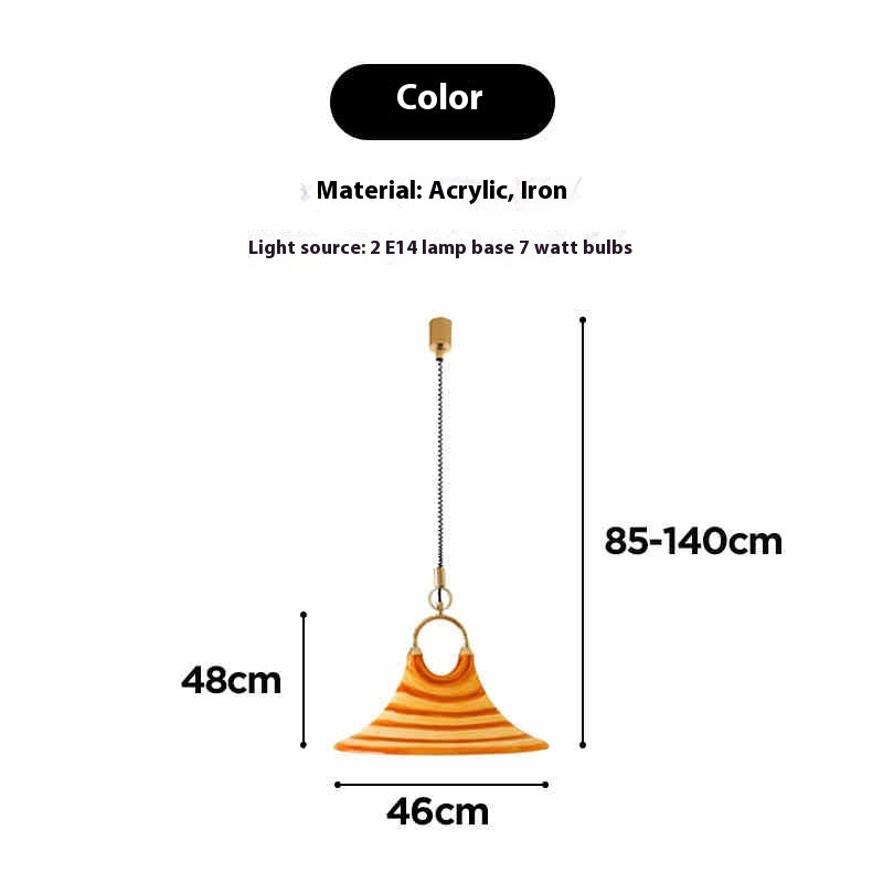 Striped Horn Two-Light Retractable Pendant Chandelier / Amber Small Size