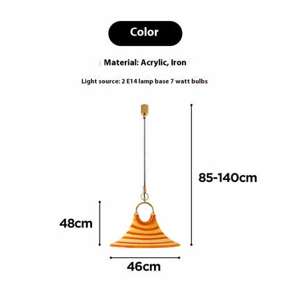 Striped Horn Two-Light Retractable Pendant Chandelier / Amber Small Size