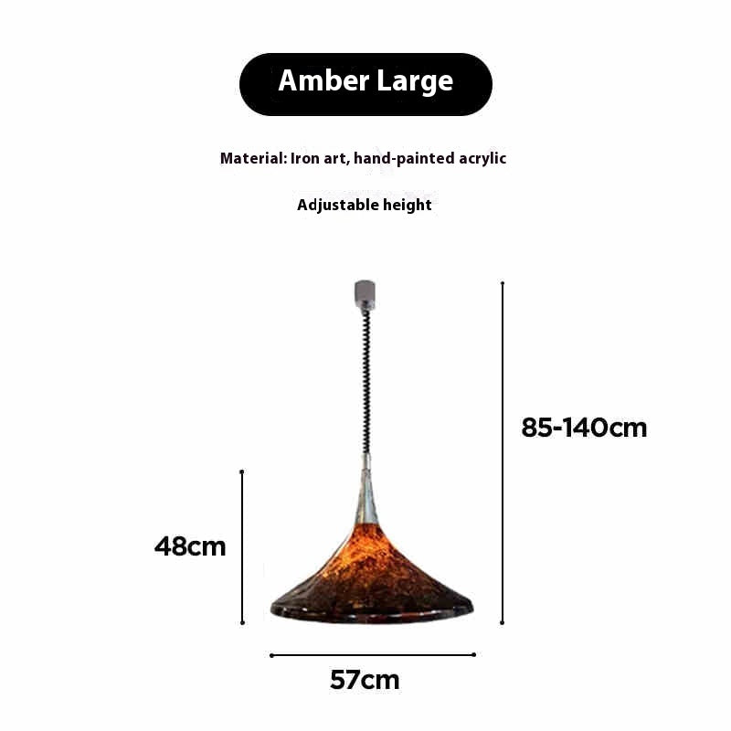 Striped Horn Two-Light Retractable Pendant Chandelier
