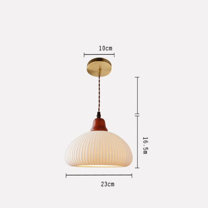 Vintage Japanese Pumpkin Wood Pendant Light