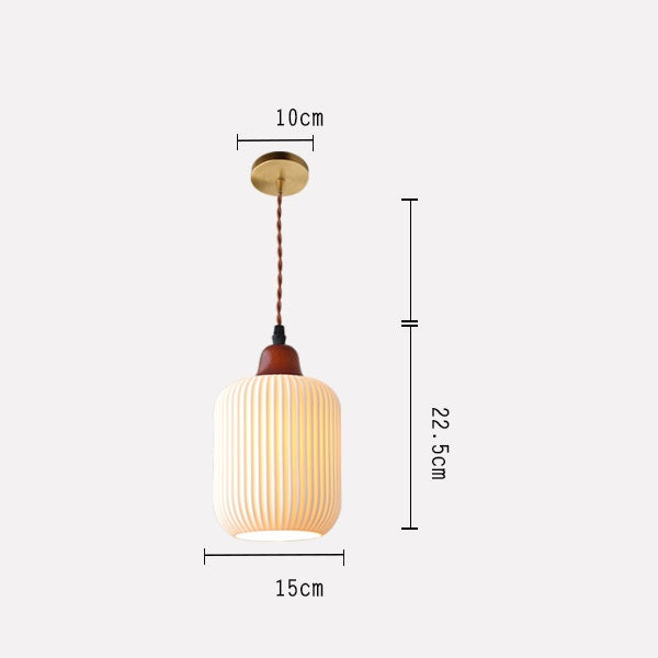 Vintage Japanese Pumpkin Wood Pendant Light